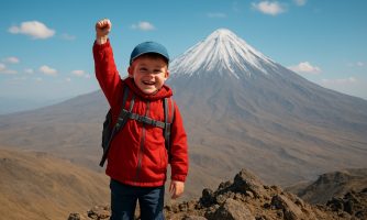 کودک قله صعود کوه